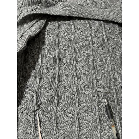 Karen Kane Cardigan Sweater Women XL Gray Cable Knit‎ Fisherman Boxy - Picture 6 of 6